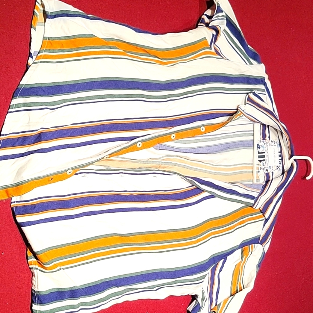 Denim & Flower stripes Short sleeve button up